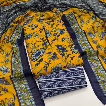 mustard print slub cotton dress material 1