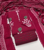 Women's maroon unstitched print slub cotton dress material (gngr50125mrn)