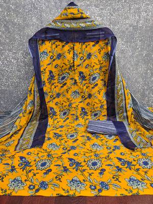  mustard print slub cotton dress material 2