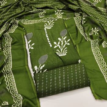  green print slub cotton dress material 1