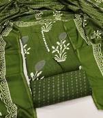  green print slub cotton dress material