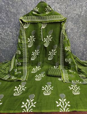  green print slub cotton dress material 2