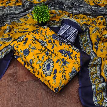  mustard print slub cotton dress material 4