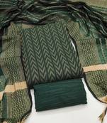 Women's green unstitched weaving cotton jacquard dress material (gngr50123grn)