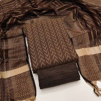  brown weaving cotton jacquard dress material 1