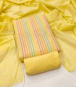 Women's yellow unstitched weaving cotton jacquard dress material (gngr50122ylw)