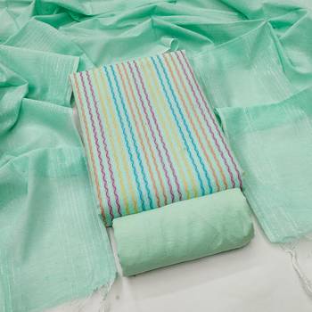  sea green weaving cotton jacquard dress material 1