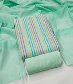 Women's sea green weaving cotton jacquard dress material