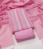 Women's pink unstitched weaving cotton jacquard dress material (gngr50122pnk)