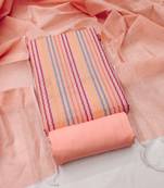 Women's peach unstitched weaving cotton jacquard dress material (gngr50122pch)