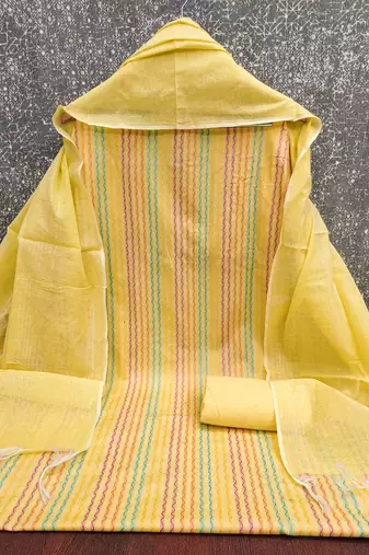  yellow weaving cotton jacquard dress material
