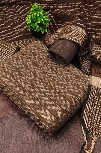  brown weaving cotton jacquard dress material