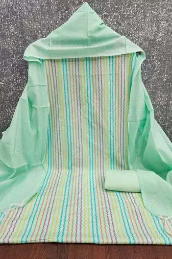  sea green weaving cotton jacquard dress material