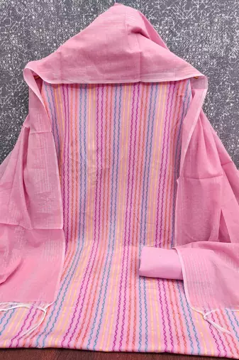  pink weaving cotton jacquard dress material
