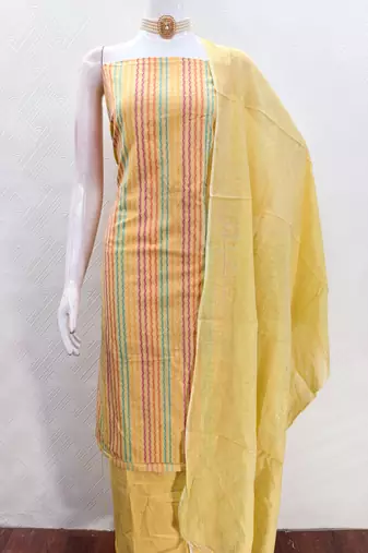  yellow weaving cotton jacquard dress material