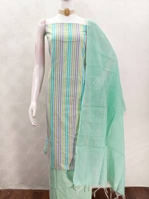  sea green weaving cotton jacquard dress material 3