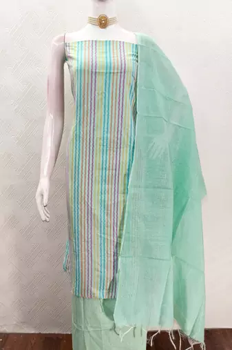  sea green weaving cotton jacquard dress material