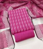 Women's pink unstitched weaving cotton jacquard dress material (gngr50121pnk)