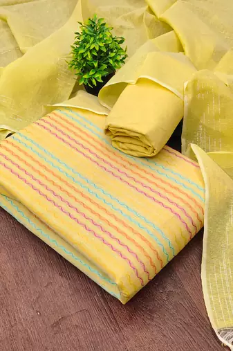  yellow weaving cotton jacquard dress material