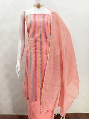  peach weaving cotton jacquard dress material 3