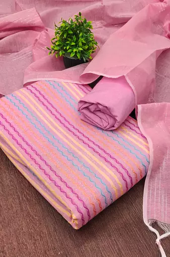  pink weaving cotton jacquard dress material