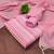 Women's pink unstitched weaving cotton jacquard dress material (gngr50122pnk)