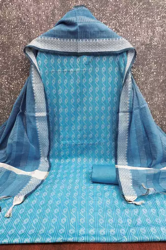  sky blue weaving cotton jacquard dress material