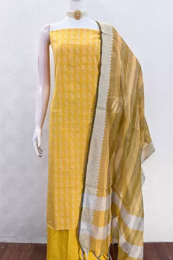  yellow weaving cotton jacquard dress material