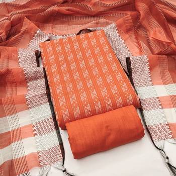  orange weaving cotton jacquard dress material 1