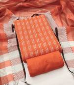 Women's orange unstitched weaving cotton jacquard dress material (gngr50121org)