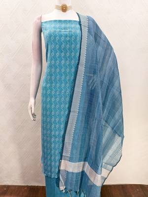  sky blue weaving cotton jacquard dress material 3