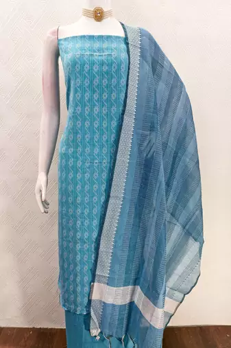  sky blue weaving cotton jacquard dress material