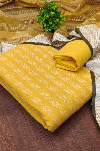  yellow weaving cotton jacquard dress material