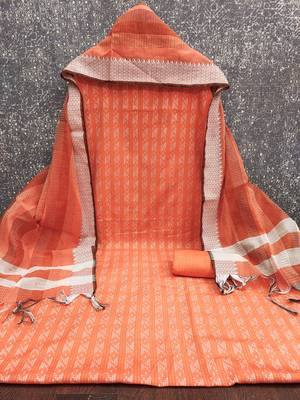  orange weaving cotton jacquard dress material 2
