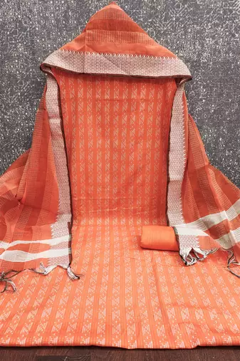  orange weaving cotton jacquard dress material