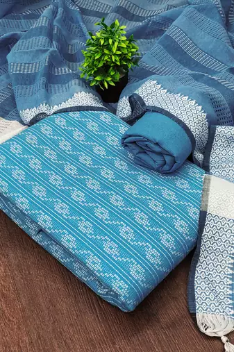  sky blue weaving cotton jacquard dress material