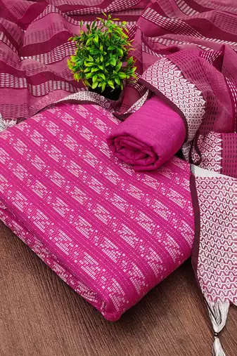  pink weaving cotton jacquard dress material