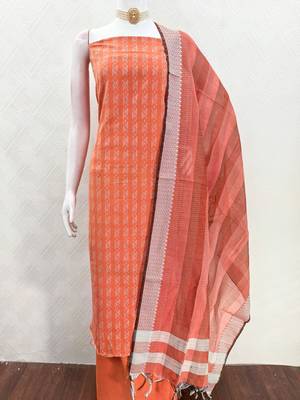 orange weaving cotton jacquard dress material 3