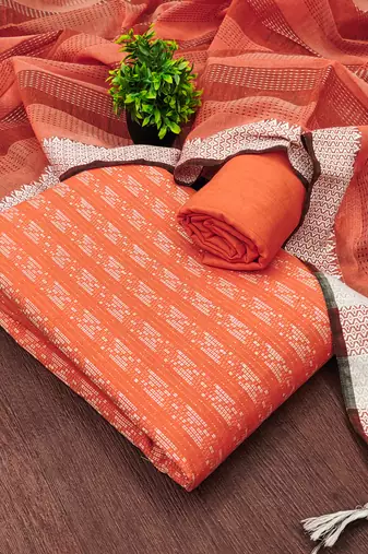  orange weaving cotton jacquard dress material