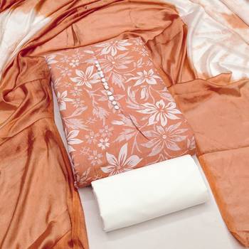  peach print cotton dress material 1