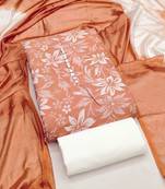 Women's peach unstitched print cotton dress material (gngr50120pch)