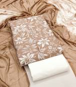 Women's brown unstitched print cotton dress material (gngr50120bwn)