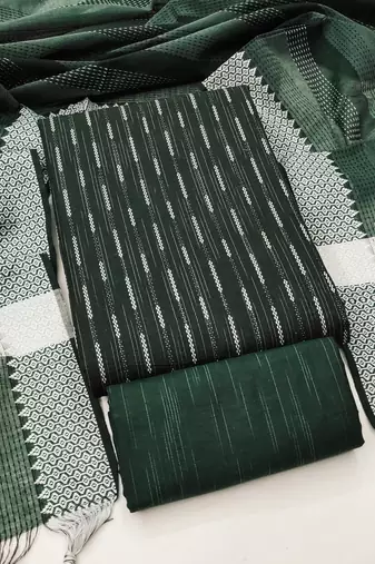Women's green unstitched weaving cotton jacquard dress material (gngr50119grn)