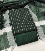 Women's green unstitched weaving cotton jacquard dress material (gngr50119grn)