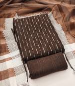Women's brown unstitched weaving cotton jacquard dress material (gngr50119bwn)