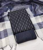 Women's blue unstitched weaving cotton jacquard dress material (gngr50119blu)