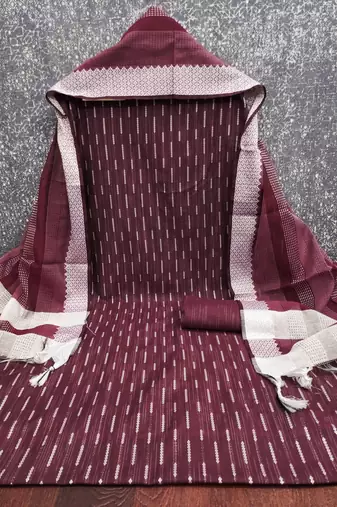  maroon weaving cotton jacquard dress material