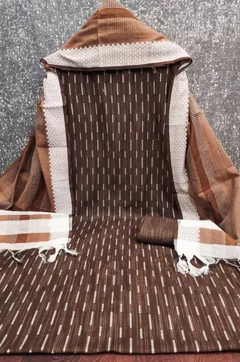  brown weaving cotton jacquard dress material