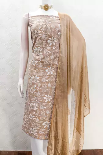  brown print cotton dress material