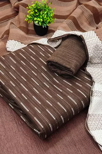  brown weaving cotton jacquard dress material